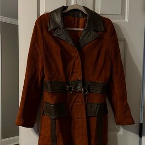 Vintage. Brown and Dark Brown Suede trench Coat, great vintage condition. 70s